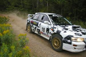 Matt Iorio / Ole Holter blast down Anchor-Mattson Rd. at speed in their Subaru Impreza.