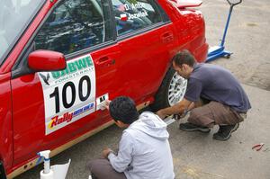 Decals go onto the Dave Anton / Dominik Jozwiak Subaru WRX.