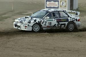 Matt Iorio / Ole Holter	on SS1 of the rally at the Bemidji Speedway in their Subaru Impreza.