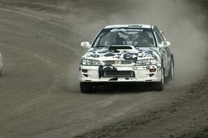 Matt Iorio / Ole Holter	drift through the final corner on SS1 in their Subaru Impreza.