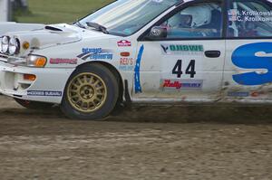 Henry Krolikowski / Cindy Krolikowski at the Bemidji Speedway stage, SS1, in their Subaru WRX.