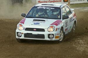 Dave Hintz / Rick Hintz	drift through a right-hander at the Bemidji Speedway Super Special, SS1, in their Subaru WRX.