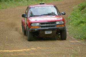 Jim Cox / Chris Stark at a fast left-hander on SS2 in their Chevy S-10.