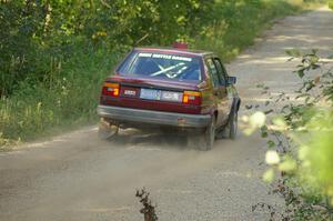 Matt Bushore / Karen Wagner prepare to cross the flying finish of SS2 in their VW Jetta.