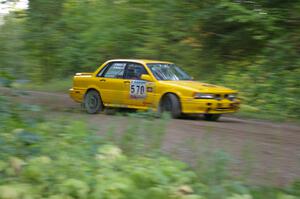 Erik Payeur / Adam Payeur Mitsubishi Galant sets up for a hard right-hand hairpin on SS3.