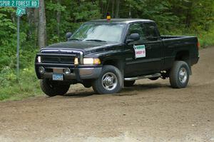 Big Dodge diesel sweep truck on SS3.