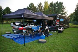 Jonathan Bottoms / Carolyn Bosley Subaru WTX STi gets serviced in Akeley.