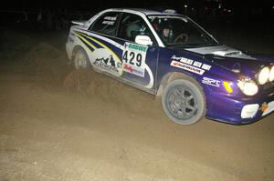 Tanner Foust / Chrissie Beavis Subaru WRX at the spectator point on SS8, Kabekona.