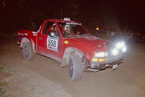 Jim Cox / Chris Stark Chevy S-10 at the spectator point on SS8, Kabekona.