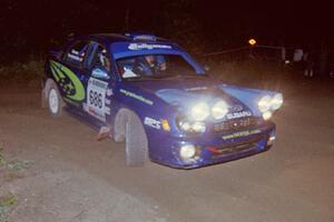 Heath Nunnemacher / Travis Hanson Subaru WRX at the spectator point on SS8, Kabekona.