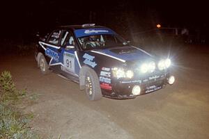 Jonathan Bottoms / Carolyn Bosley Subaru WRX at the spectator point on SS8, Kabekona.