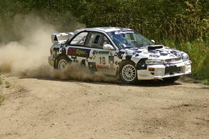 Matt Iorio / Ole Holter at a 90-left on SS9 in their Subaru Impreza.