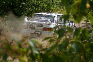 Matt Iorio / Ole Holter exit out of a 90-left on SS9 in their Subaru Impreza.