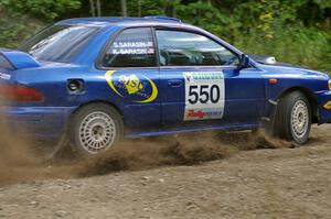 Kyle Sarasin / Stuart Sarasin looked very fast on SS9 in their Subaru Impreza.