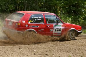 Paul Koll / Matt Wappler VW GTI at a sharp left on SS9.