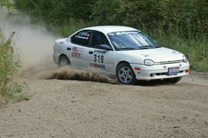 Chris Greenhouse / Don DeRose at a left-hander on SS9 in their Plymouth Neon.