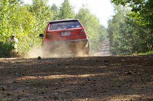 Paul Koll / Matt Wappler VW GTI at an uphill right on SS13.