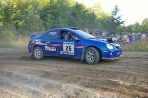 Cary Kendall / Scott Friberg at a right-hander at the spectator point on SS14 in their Dodge SRT-4.