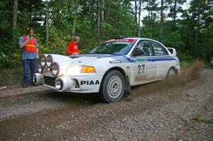 Chris Gilligan / Joe Petersen Mitsubishi Lancer Evo IV hits the gas at the start of SS16.