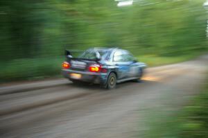 Jonathan Bottoms / Carolyn Bosley Subaru WTX STi rockets away from the start of SS16.