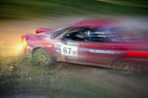Bryan Pepp / Jerry Stang at speed on SS16 in their Subaru WRX.