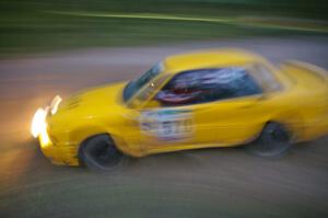 Erik Payeur / Adam Payeur at speed through a left-hander on SS16 in their Mitsubishi Galant.