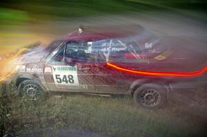 Matt Bushore / Karen Wagner at speed through a 90-right on SS16 in their VW Jetta.