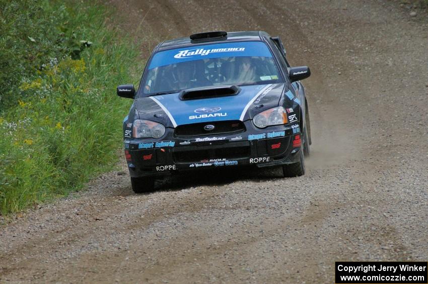 Jonathan Bottoms / Carolyn Bosley Subaru WTX STi limps through the press stage with a broken tranny.