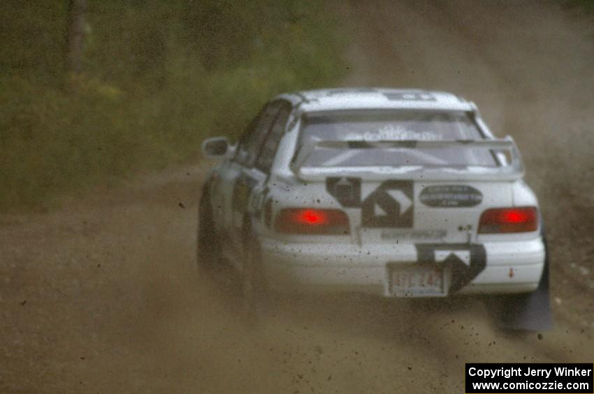 Matt Iorio / Ole Holter blast down Anchor-Mattson Rd. at speed in their Subaru Impreza.