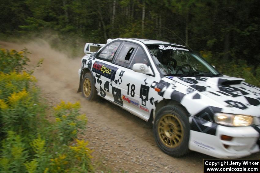 Matt Iorio / Ole Holter blast down Anchor-Mattson Rd. at speed in their Subaru Impreza.