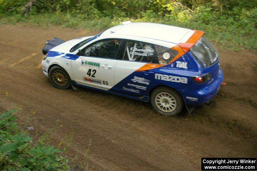 Eric Burmeister / Dave Shindle were an ealy DNF in their Mazda Mazdaspeed 3 seen here on SS2.
