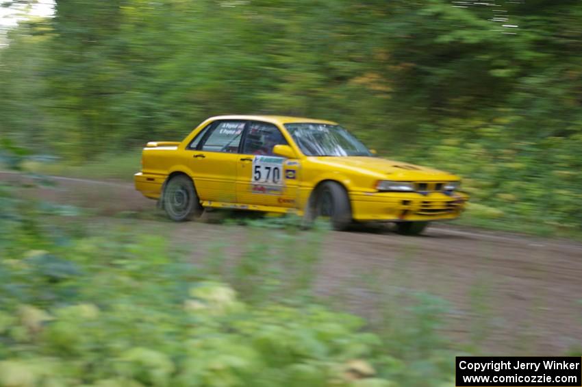 Erik Payeur / Adam Payeur Mitsubishi Galant sets up for a hard right-hand hairpin on SS3.