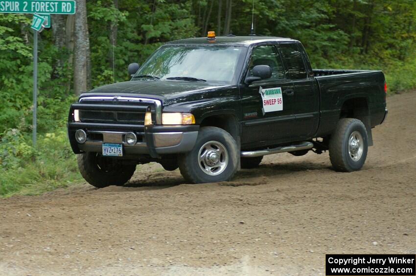 Big Dodge diesel sweep truck on SS3.