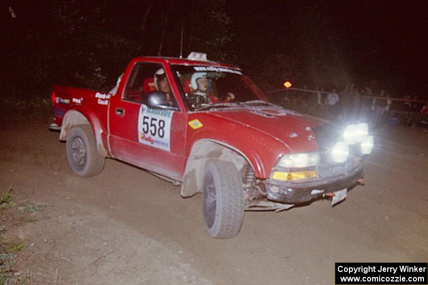 Jim Cox / Chris Stark Chevy S-10 at the spectator point on SS8, Kabekona.