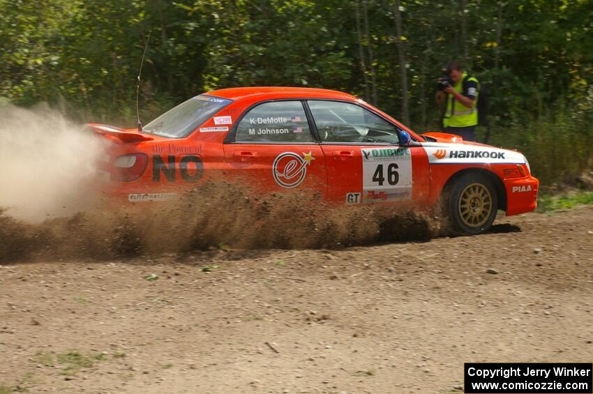 Matthew Johnson / Kim DeMotte Subaru WRX gets its photo taken by Lars Gagne on SS9.