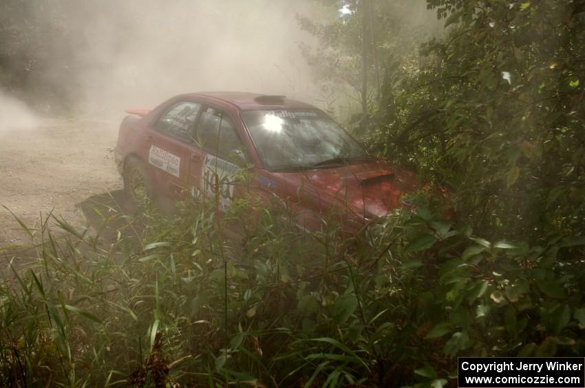 Dave Anton / Dominik Jozwiak try to get their Subaru WRX STi restarted after coming to a stop just about ten feet away from me.