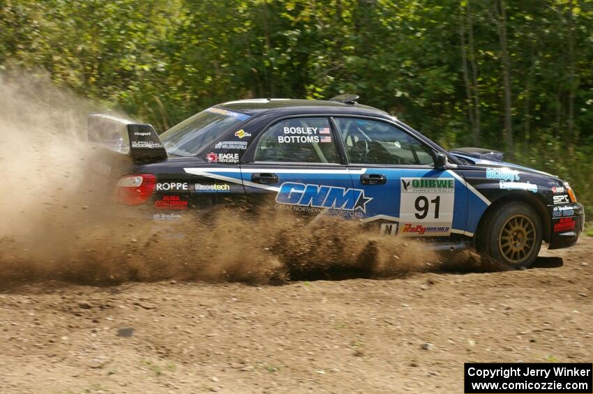 Jonathan Bottoms / Carolyn Bosley Subaru WTX STi at a 90-left on SS9 (2).