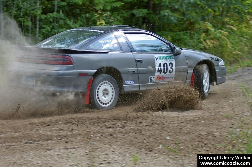 Erick Nelson / Greg Messler hit the gas coming out of a left-hander on SS9 in their Plymouth Laser.