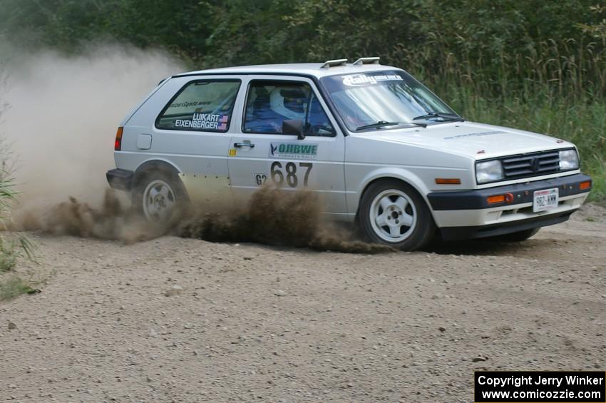 Chad Eixenberger / Jay Luikart VW Golf at a 90-degree left-hander on SS9.