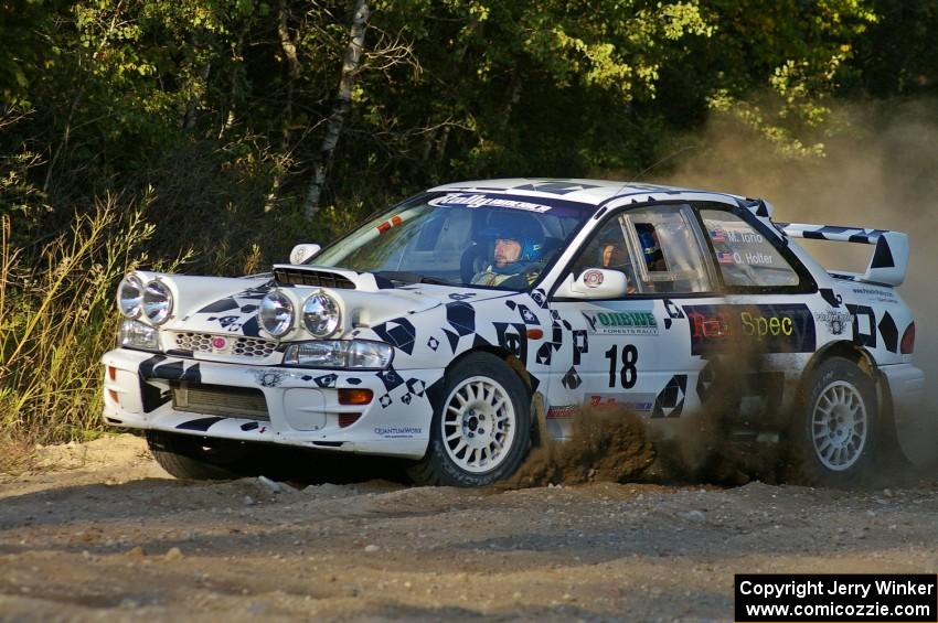 Matt Iorio / Ole Holter Subaru Impreza at the spectator point on SS14.