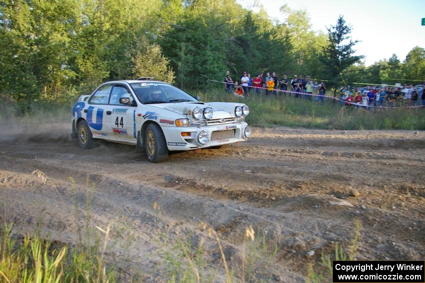 Henry Krolikowski / Cindy Krolikowski power through a right-hander in their Subaru WRX at the spectator point on SS14.