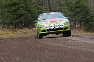 Doug Shepherd / Pete Gladysz pulled out their old Mitsubishi Eclipse seen here at speed at the first hard left on Herman, SS1.