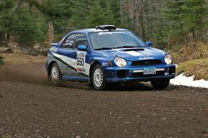 Kyle Sarasin / Stuart Sarasin rented Bob Olson's Subaru WRX for the event seen here on SS1, Herman.