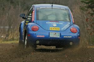 Kenny Bartram / Dennis Hotson drift wide at the first hard left on SS1, Herman, in their Volkswagen Beetle.