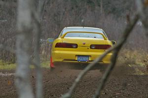 Evan Moen / Dan Victor drift their Acura Integra Type R through a fast left-hander on SS1, Herman, near the start.