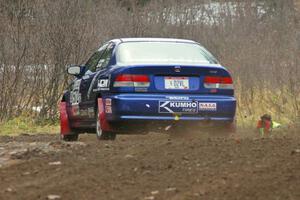 James Robinson / Andrew Jessup kicks the back end around through a left-hander on Herman, SS1, in their Honda Civic Si.