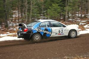 Paul Dunn / Bill Westrick head uphill at speed on Herman, SS1, in their Dodge SRT-4.