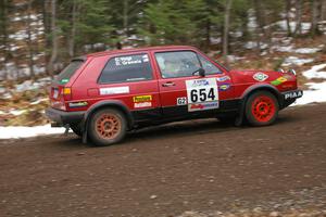 Dave Grenwis / Dan Goldman head uphill near the start of Herman, SS1, in their VW GTI.