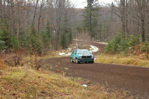 Miles Bothee / Ben Slocum head uphill through the first corners of SS1 in their VW Jetta.