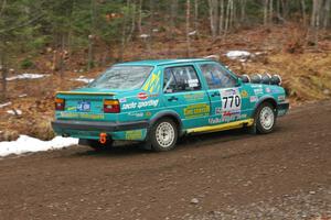 Miles Bothee / Ben Slocum head uphill on SS1 in their VW Jetta.